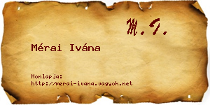 Mérai Ivána névjegykártya